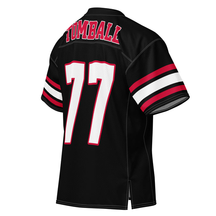 Back profile view of Tomball High School Cougars Football Jersey 77