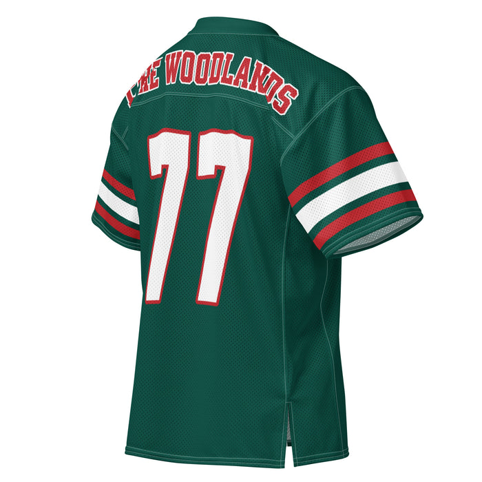 Back profile view of The Woodlands High School Highlanders Football Jersey 77