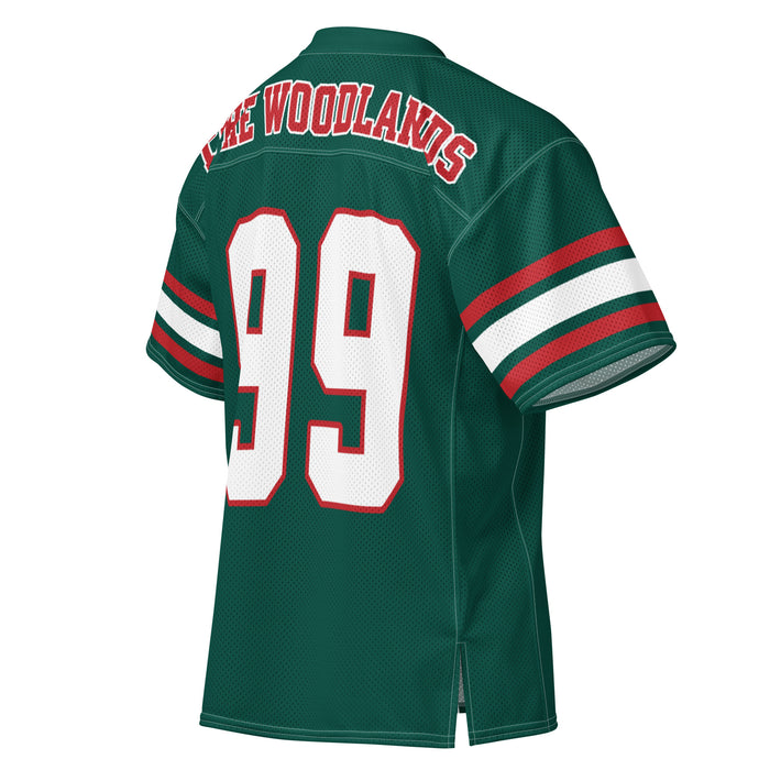 Back profile view of The Woodlands High School Highlanders Football Jersey 99