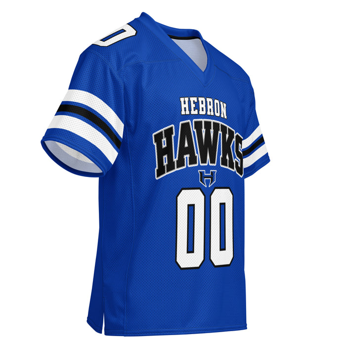 Right profile view of Hebron High School Hawks Football Jersey 00