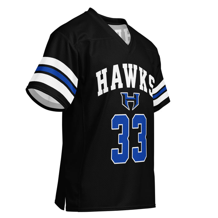 Right profile view of Hebron High School Hawks Football Jersey 33