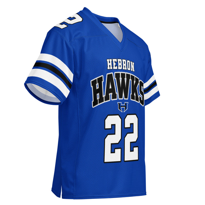 Right profile view of Hebron High School Hawks Football Jersey 22