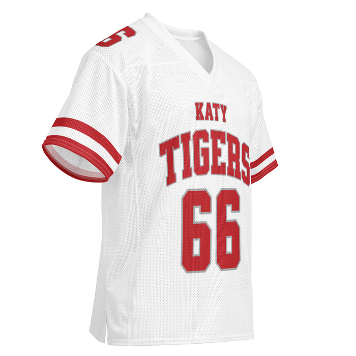 Right profile view of Katy High School Tigers Football Jersey 66