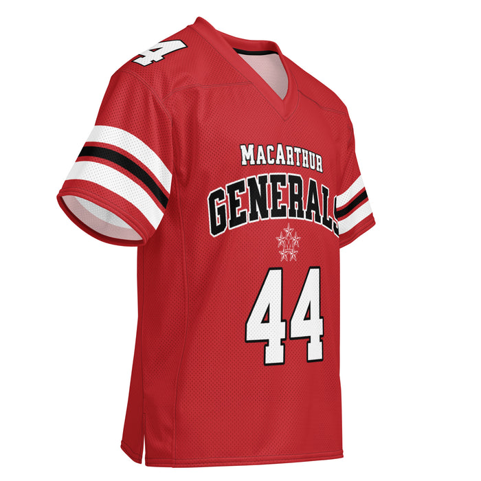 Right profile view of MacArthur High School Generals Football Jersey 44