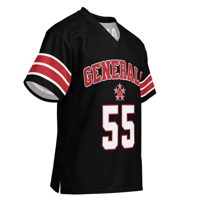 Front right profile view of MacArthur High School Generals Football Jersey 55