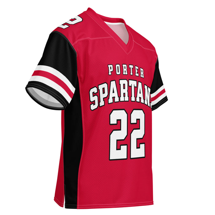 Front profile view of Porter High School Spartans Football Jersey 22
