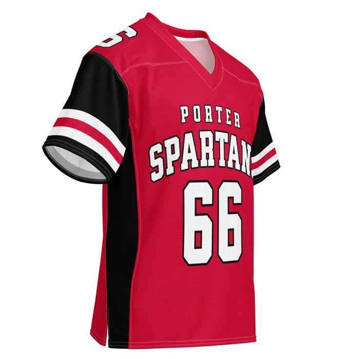 Front profile view of Porter High School Spartans Football Jersey 66
