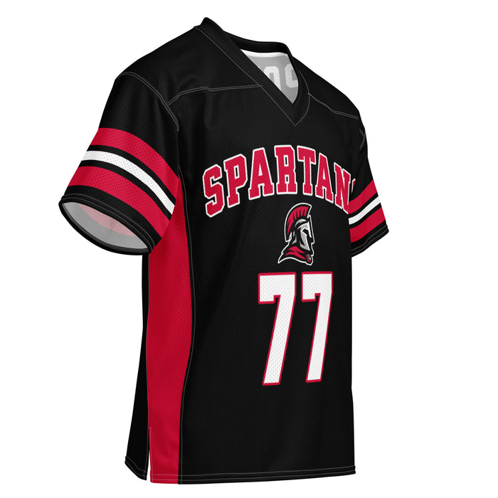 Front profile view of Porter High School Spartans Football Jersey 77