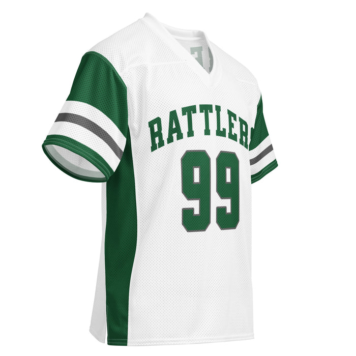 Front profile view of Reagan High School Rattlers Football Jersey 99
