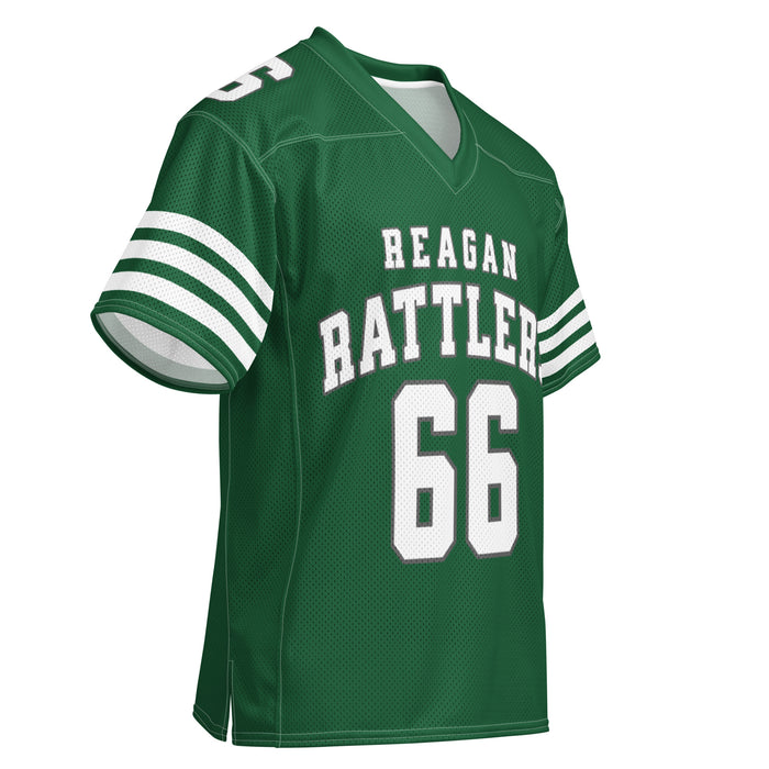 Front profile view of Reagan High School Rattlers Football Jersey 66