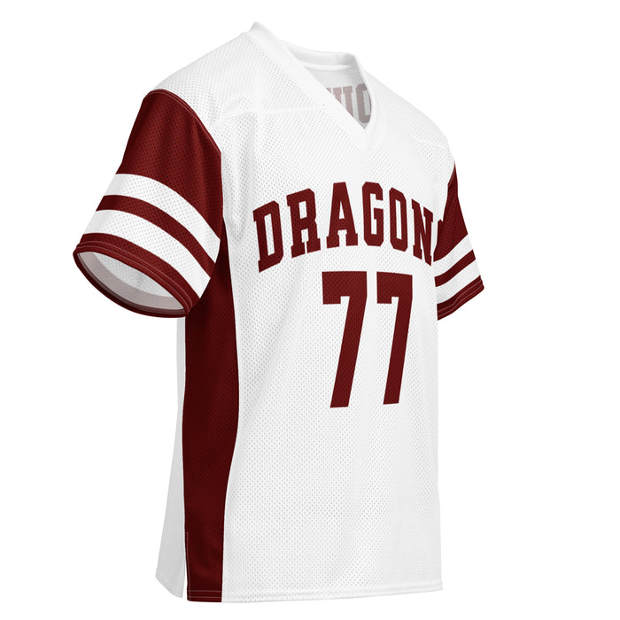 Front profile view of Round Rock High School Dragons Football Jersey 77