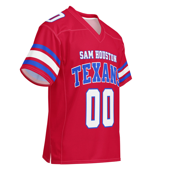 Front profile view of Sam Houston High School Texans Football Jersey 00