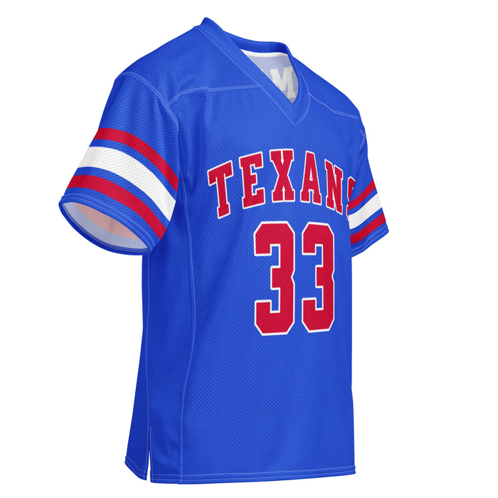Front profile view of Sam Houston High School Texans Football Jersey 33