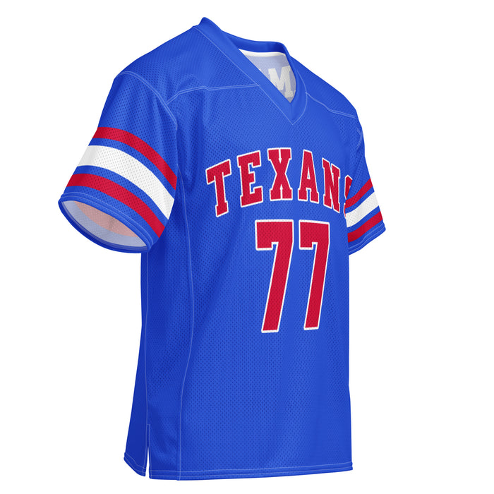 Front profile view of Sam Houston High School Texans Football Jersey 77