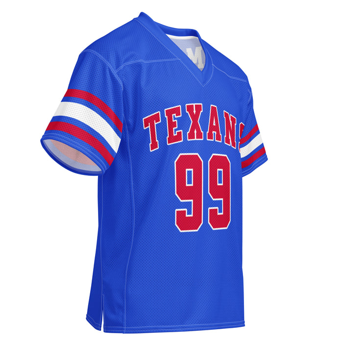 Front profile view of Sam Houston High School Texans Football Jersey 99