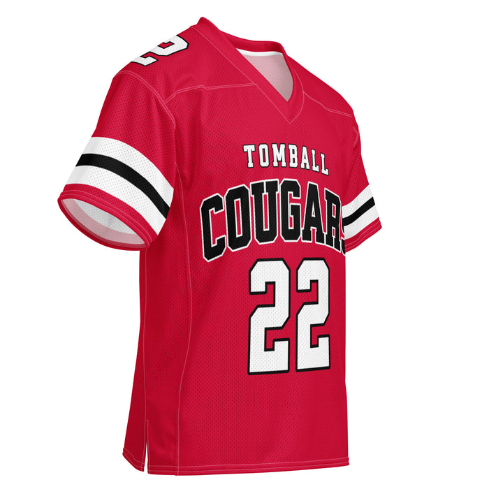 Front profile view of Tomball High School Cougars Football Jersey 22