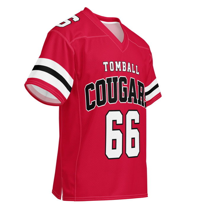 Front profile view of Tomball High School Cougars Football Jersey 66