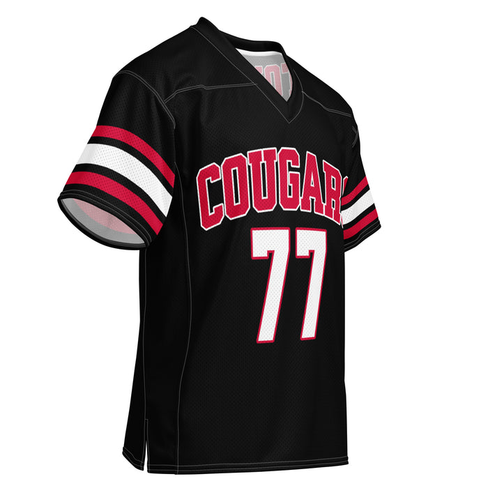 Front profile view of Tomball High School Cougars Football Jersey 77