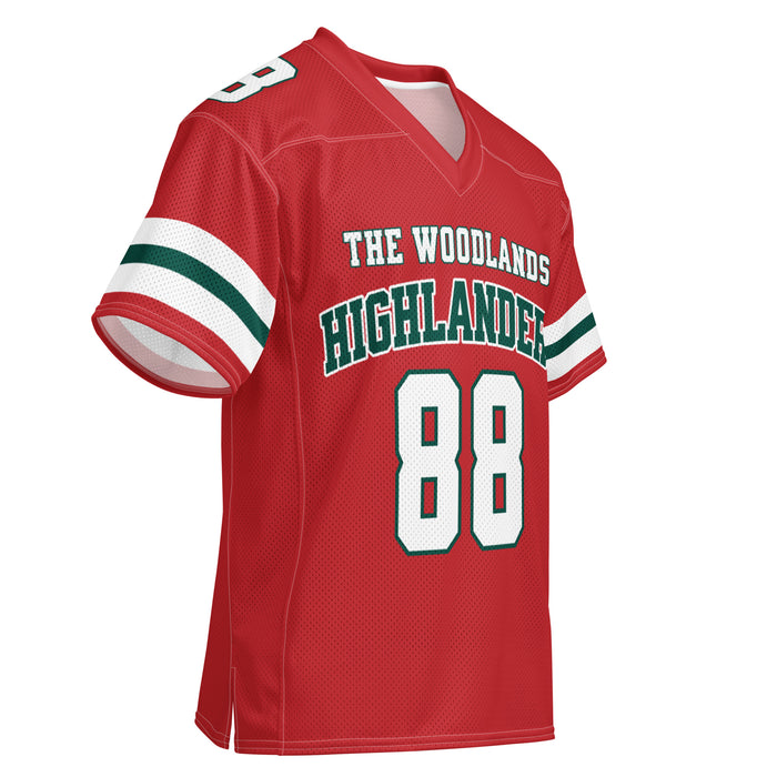 Front profile view of The Woodlands High School Highlanders Football Jersey 88