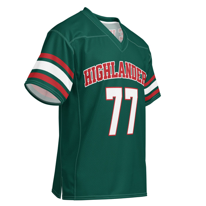 Front profile view of The Woodlands High School Highlanders Football Jersey 77