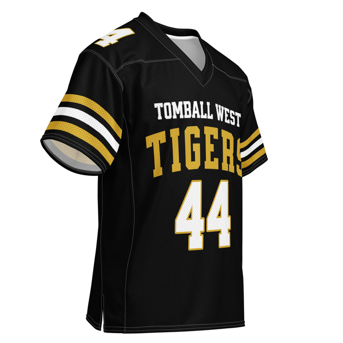 Front profile view of Tomball West High School Tigers Football Jersey 44