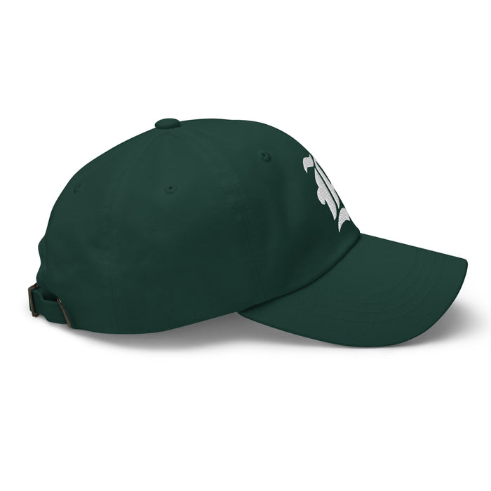 Side view of Reagan High School Rattlers Relaxed Fit Dark Green Cap 207
