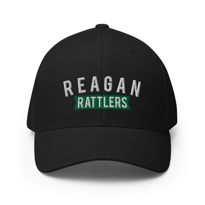 Reagan High School Rattlers Flexfit Black Baseball Cap 203