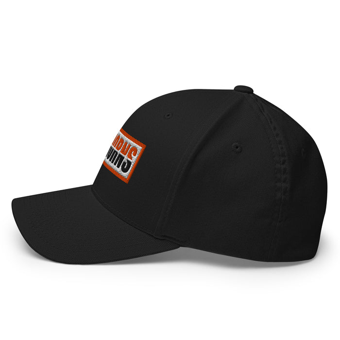 Side view of United High School Longhorns Flexfit Navy Baseball Cap 205