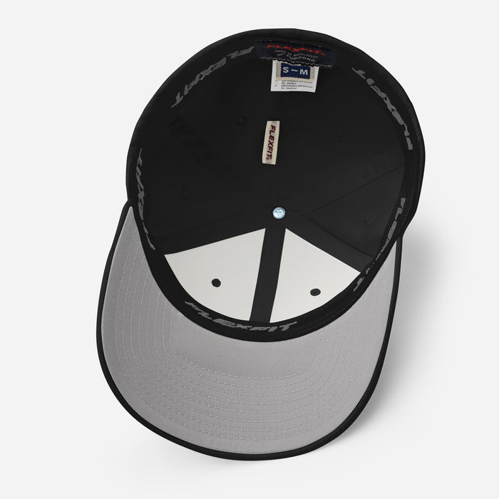Underside view of Jersey Village High School Falcons Black Flexfit Baseball Cap 209