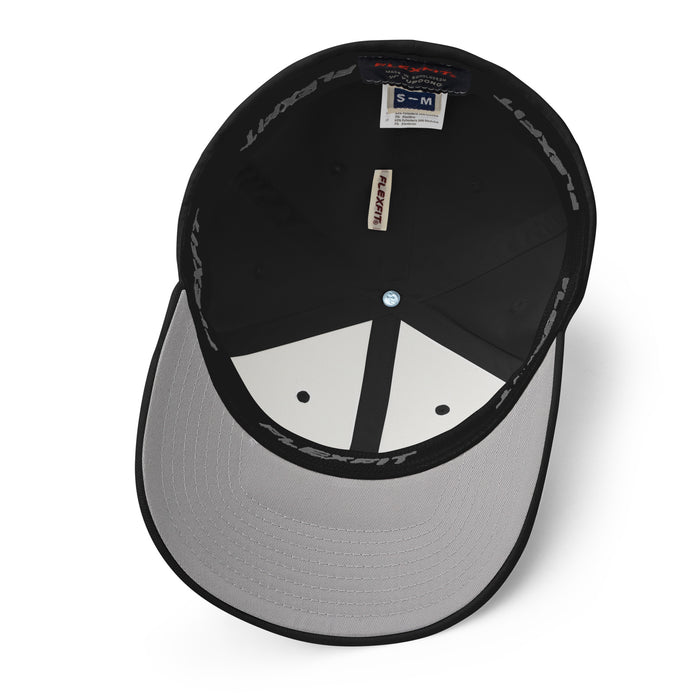 Underside view of Odessa High School Bronchos Black Flexfit Baseball Cap 208