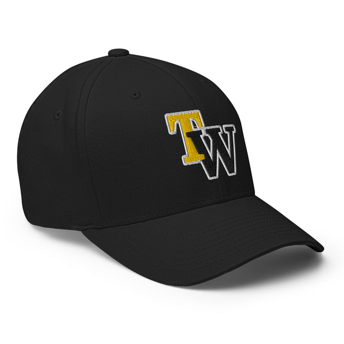 Profile view of Tomball West High School Tigers Flexfit Baseball Cap 203 - black