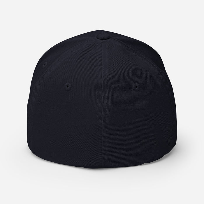 Back view of Nimitz High School Cougars Flexfit Navy Baseball Cap 208