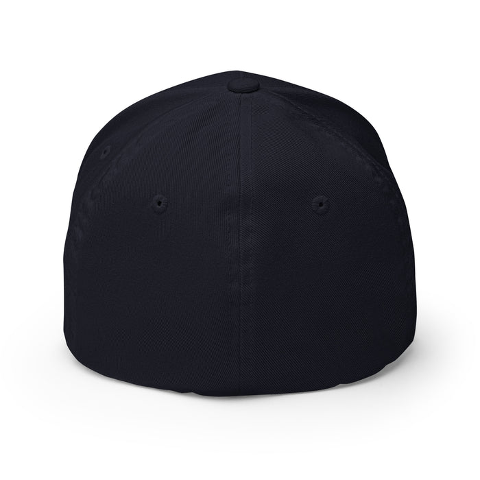 Back view of Seven Lakes High School Spartans Flexfit Navy Baseball Cap 203