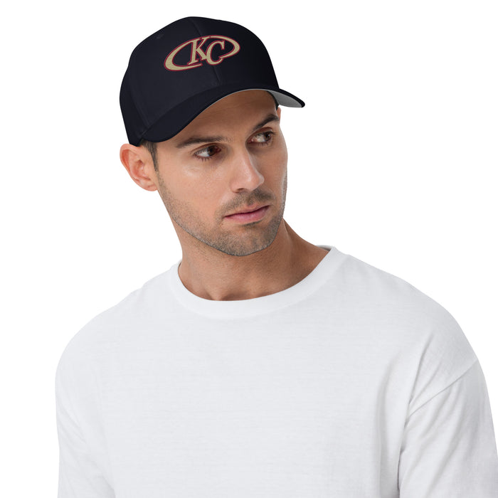 Man wearing Klein Collins High School Tigers Flexfit Navy Blue Baseball Cap 201