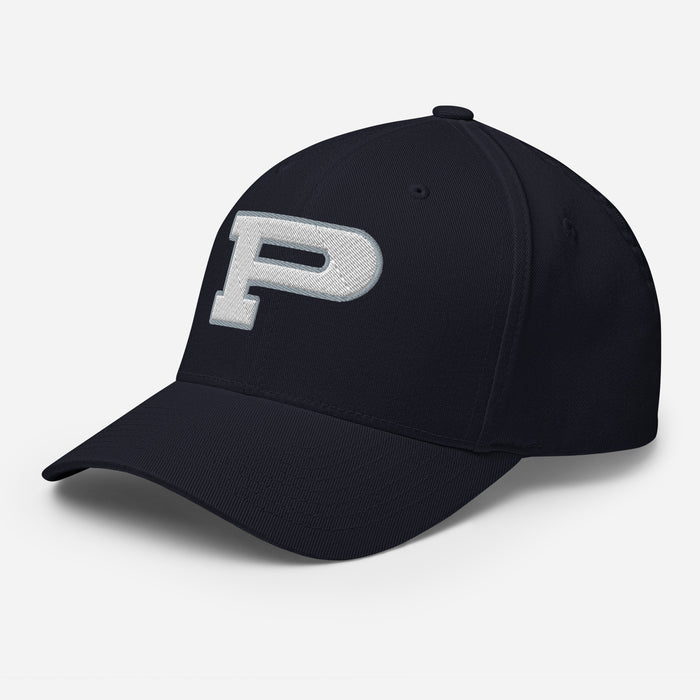 Side view of Permian High School Panthers Black Flexfit Baseball Cap 208