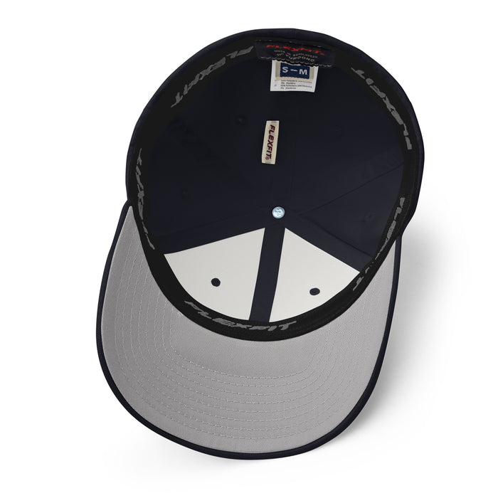 Underside view of Seven Lakes High School Spartans Flexfit Baseball Cap 207 - Navy