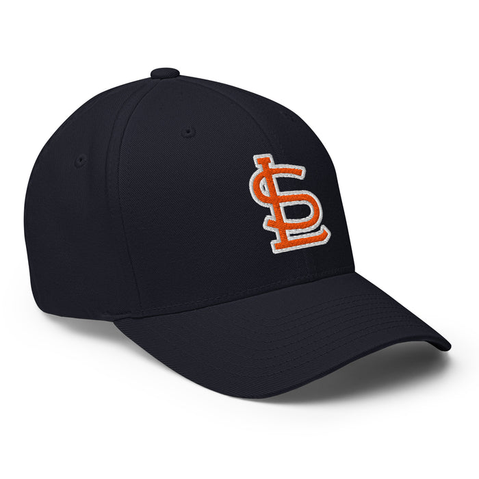 Front profile view of Seven Lakes High School Spartans Flexfit Baseball Cap 208