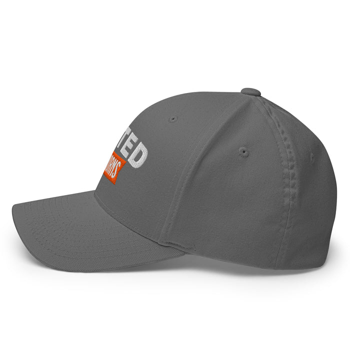 Side view of United High School Longhorns Flexfit Grey Baseball Cap 203