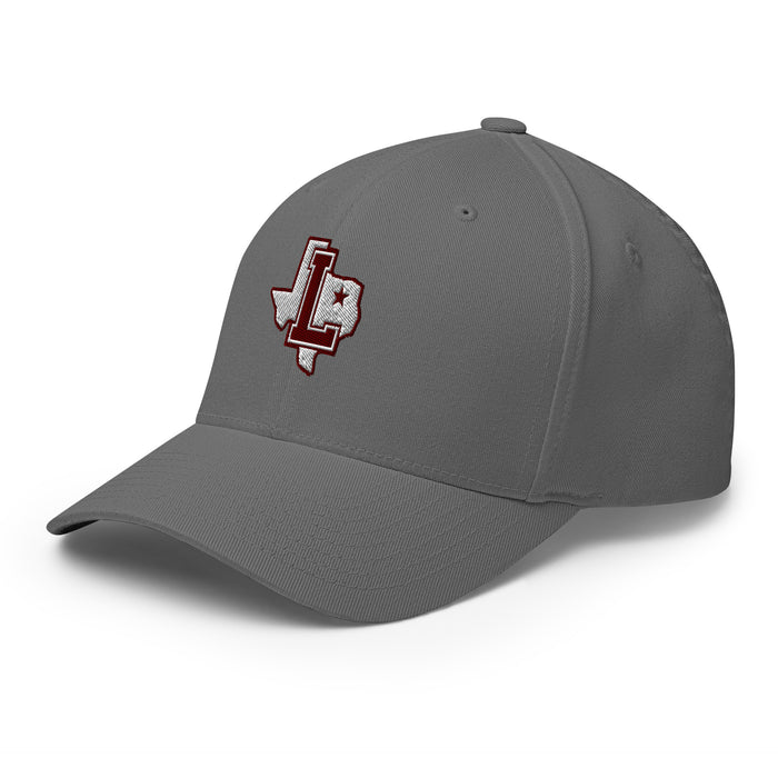 Side view of Lewisville High School Farmers Grey Flexfit Baseball Cap 208