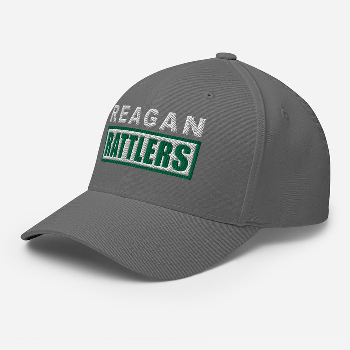 Side view of Reagan High School Rattlers Flexfit Grey Baseball Cap 202