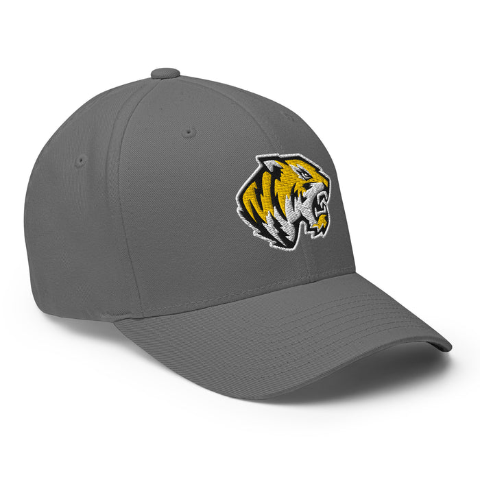 Profile view of Tomball West High School Tigers Flexfit Baseball Cap 201 - grey