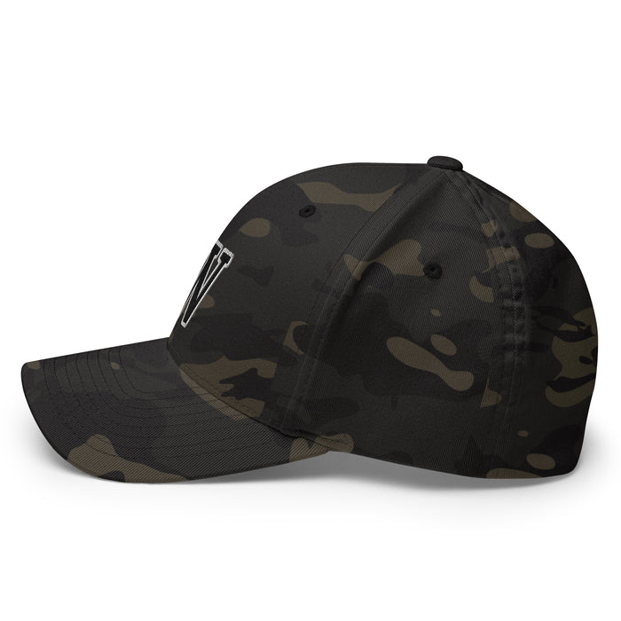Side view of Tomball West High School Tigers Flexfit Baseball Cap 203 - multicam