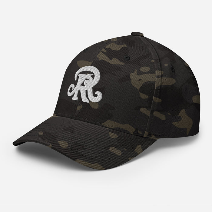 Side view of Reagan High School Rattlers Flexfit Multicam Black Baseball Cap 208