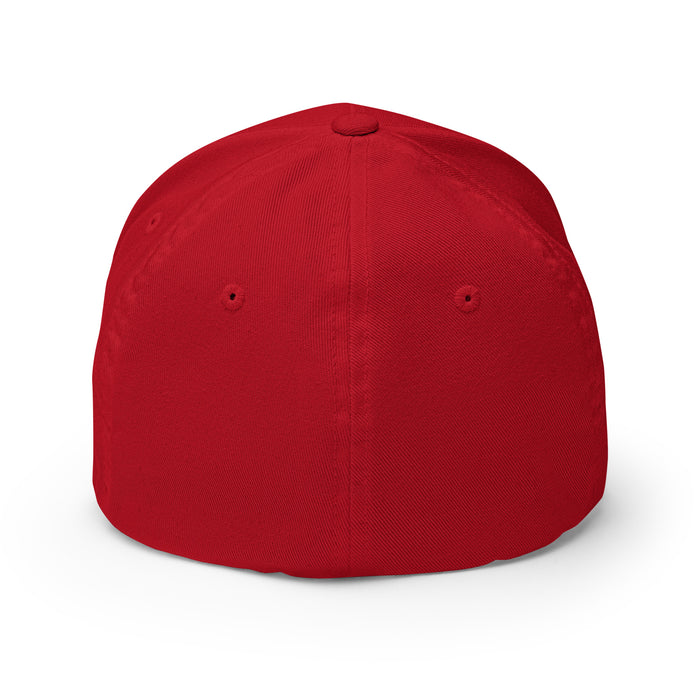 Back view of Lake Travis High School Cavaliers Red Flexfit Baseball Cap 208