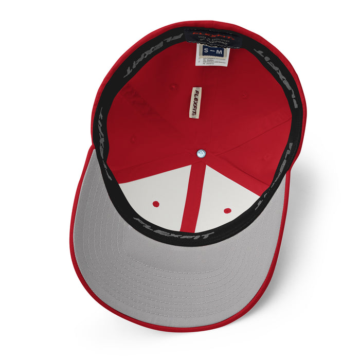 Underside view of Martin High School Warriors Red Flexfit Baseball Cap 208