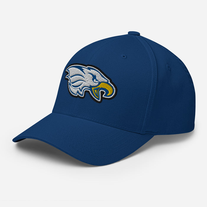 Side view of New Caney High School Eagles Royal Blue Baseball Cap 208