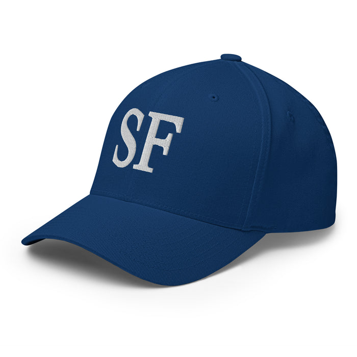 Left side profile of St. Fredericks High School Royal Blue Flexfit Baseball Cap 208