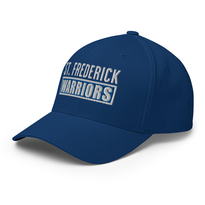 Left profile view of St. Fredericks High School Royal Blue Flexfit Baseball Cap 202