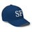 Right side profile view of St. Fredericks High School Royal Blue Flexfit Baseball Cap 208