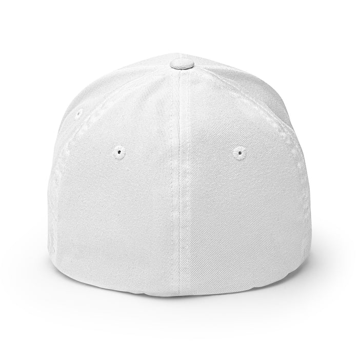 Back View of Hebron High School Hawks Flexfit White Baseball Cap 208